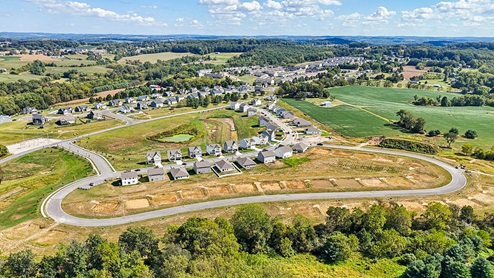 An aerial view of the Strawberry Field Estates community.