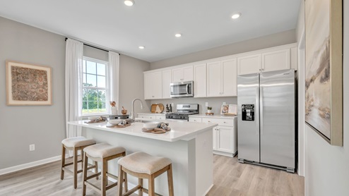Kitchen with stainless steel appliances.