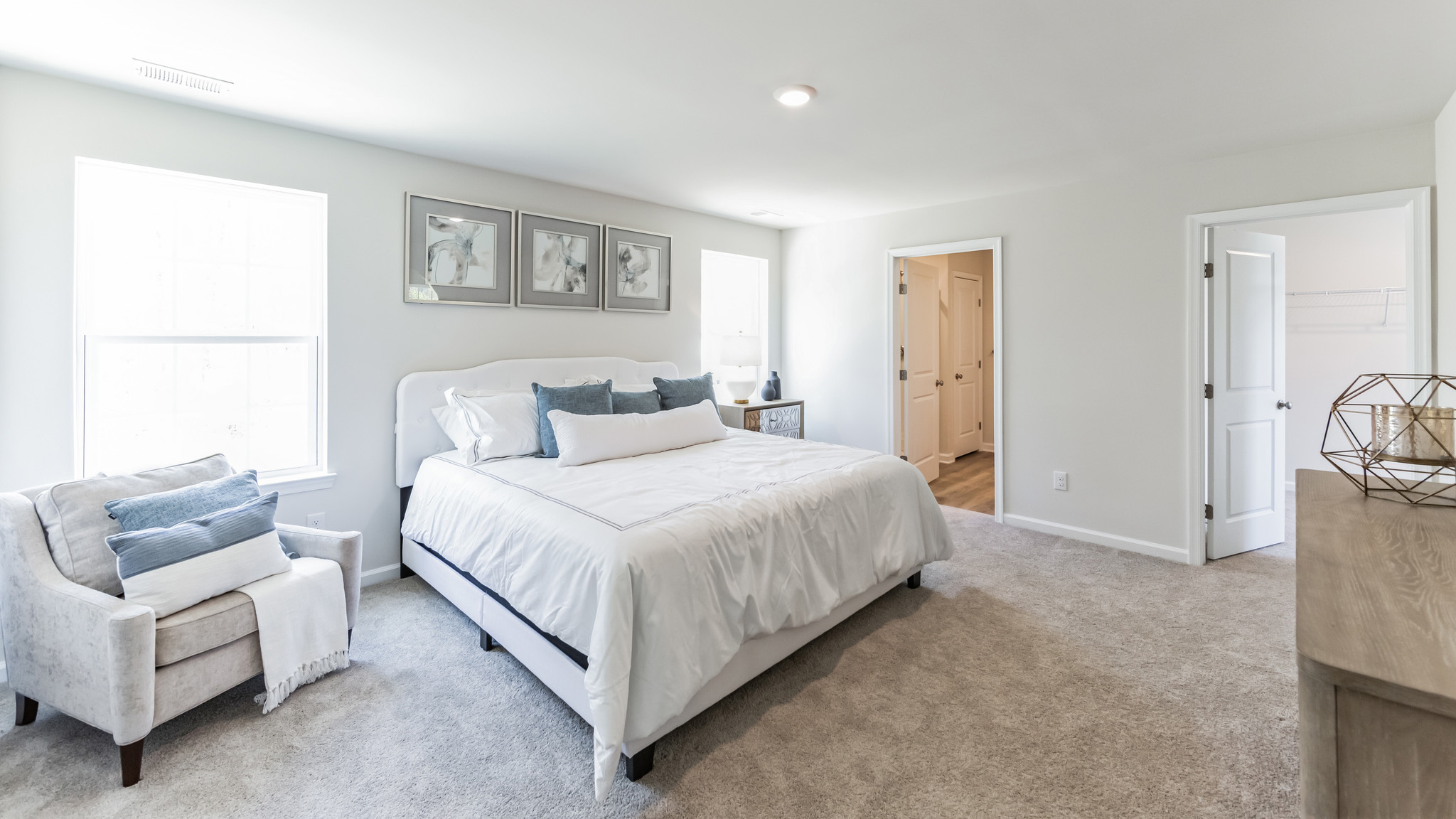 The primary bedroom has plenty of room for all your furniture.