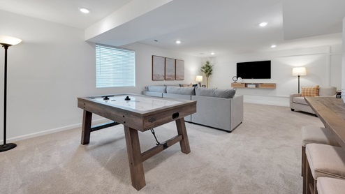 A basement can be used as a rec room.