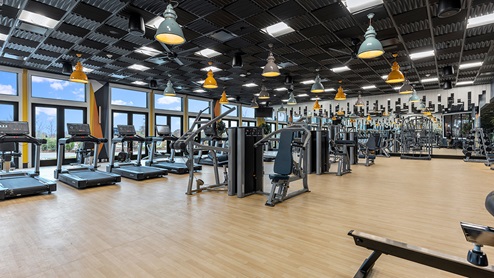 Indoor fitness center in the Amblebrook amenity center.