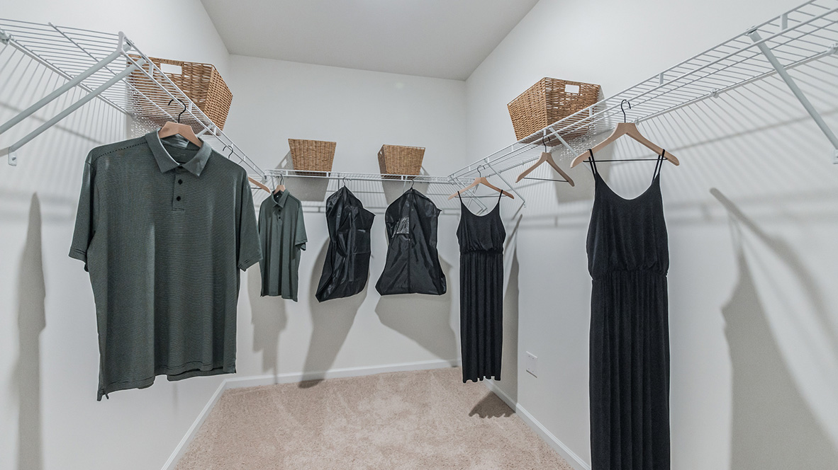 The primary bedroom walk-in closet.