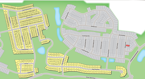 Sitemap showcasing all homesites and roadways within Amblebrook.