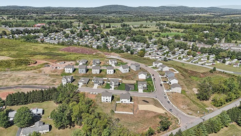 An aerial view of the Fox Run Heights community.
