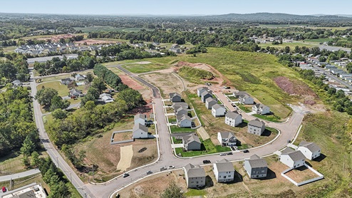 An aerial view of the Fox Run Heights community.