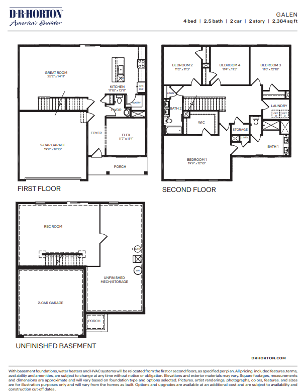 Fox Run Galen floorplan with unfinished basement