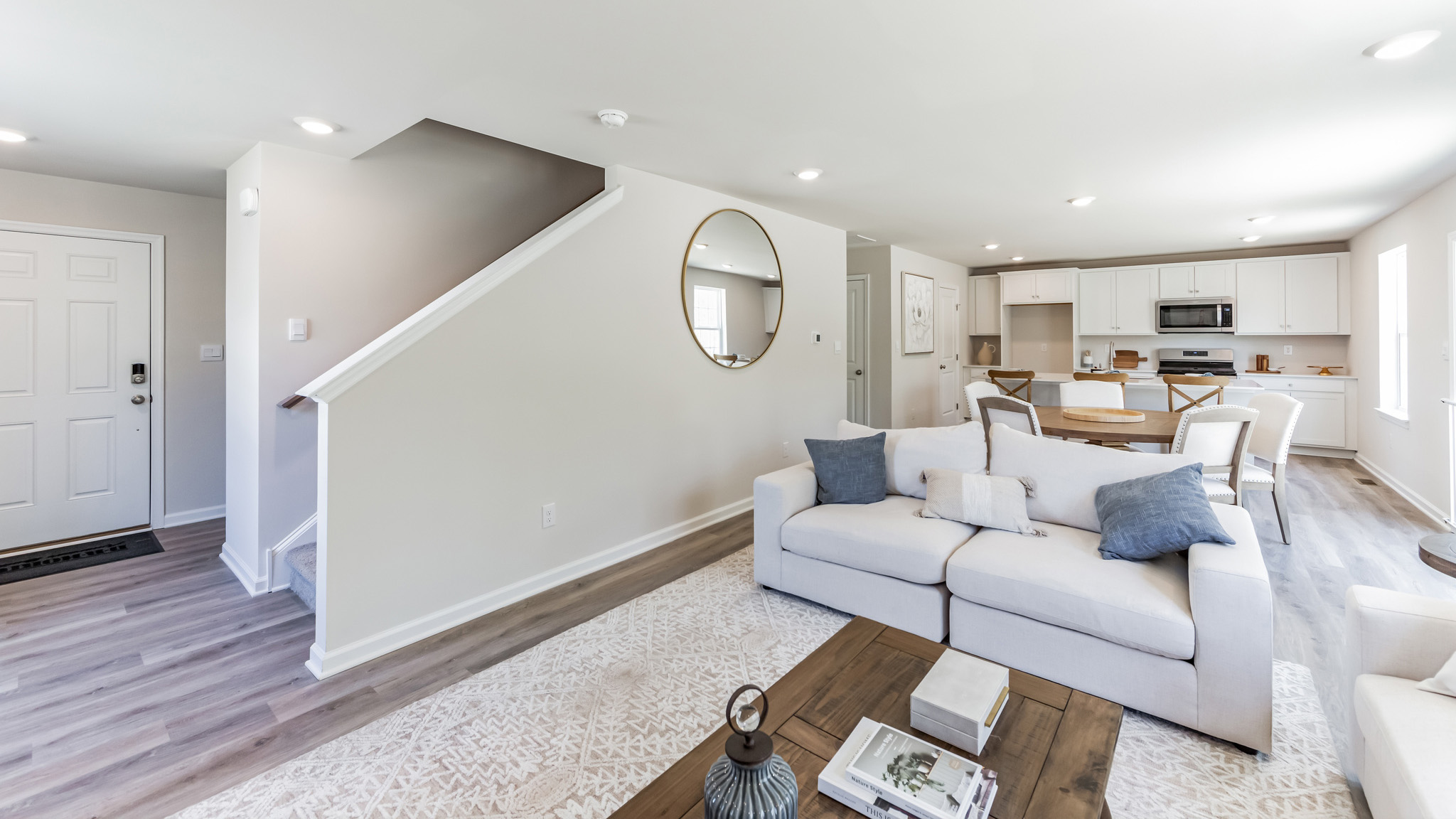 Living area that flows into the kitchen.