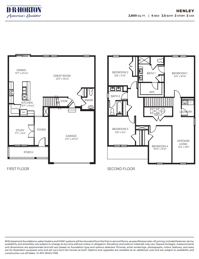 Henley floorplan at Fox Run Heights