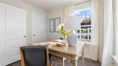bedroom staged as an office