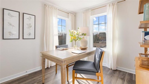 bedroom staged as an office