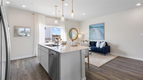 island to sitting area