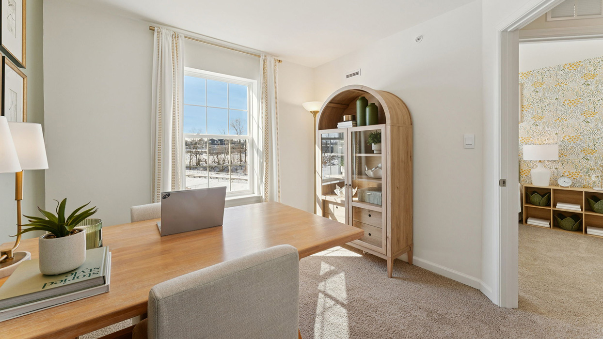 Bedroom three staged as a home office