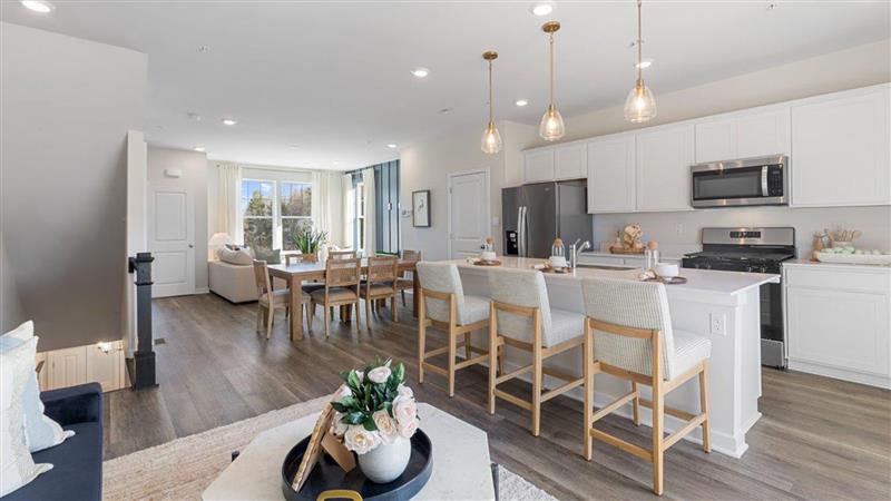 kitchen area with large kitchen island