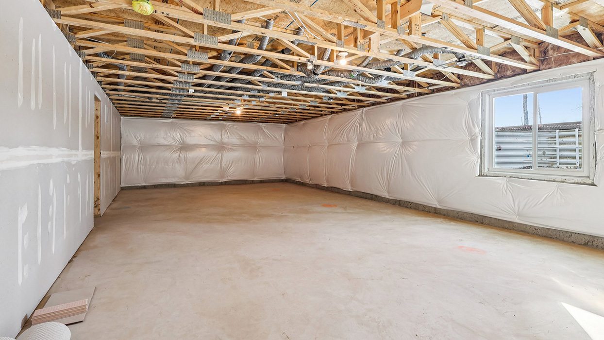 Unfinished basement with one window