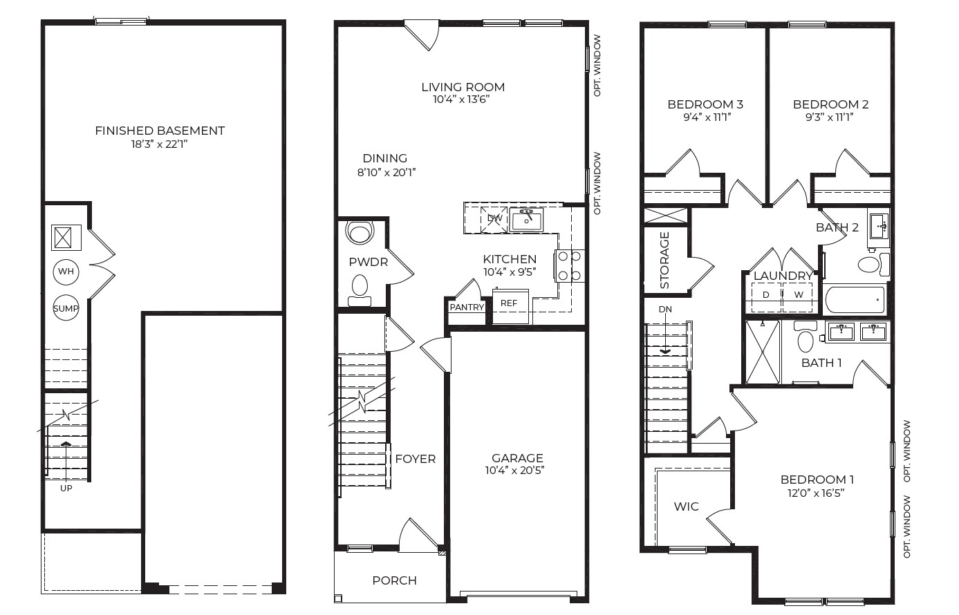 the delmar floorplan with finished basement