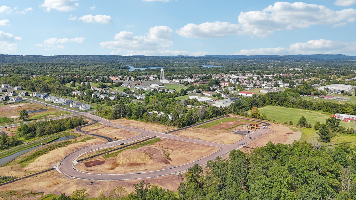 An aerial photo of the community