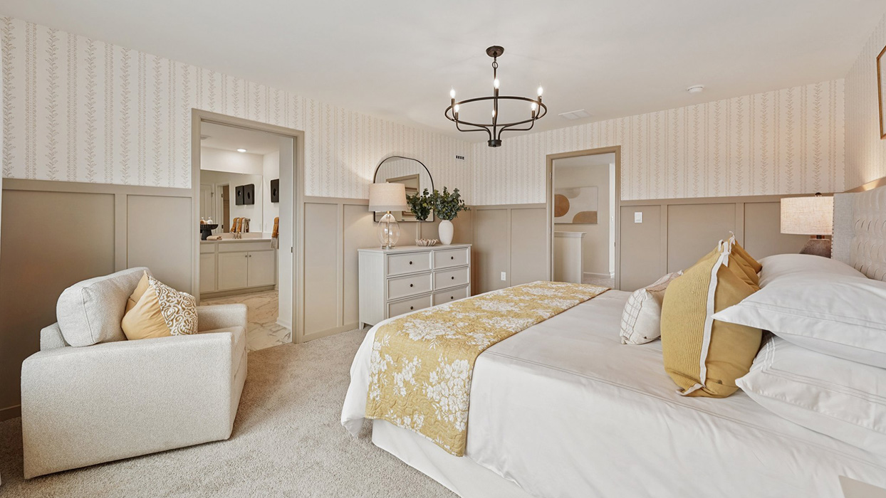 The impressive owner’s suite boasts an expansive bedroom.
