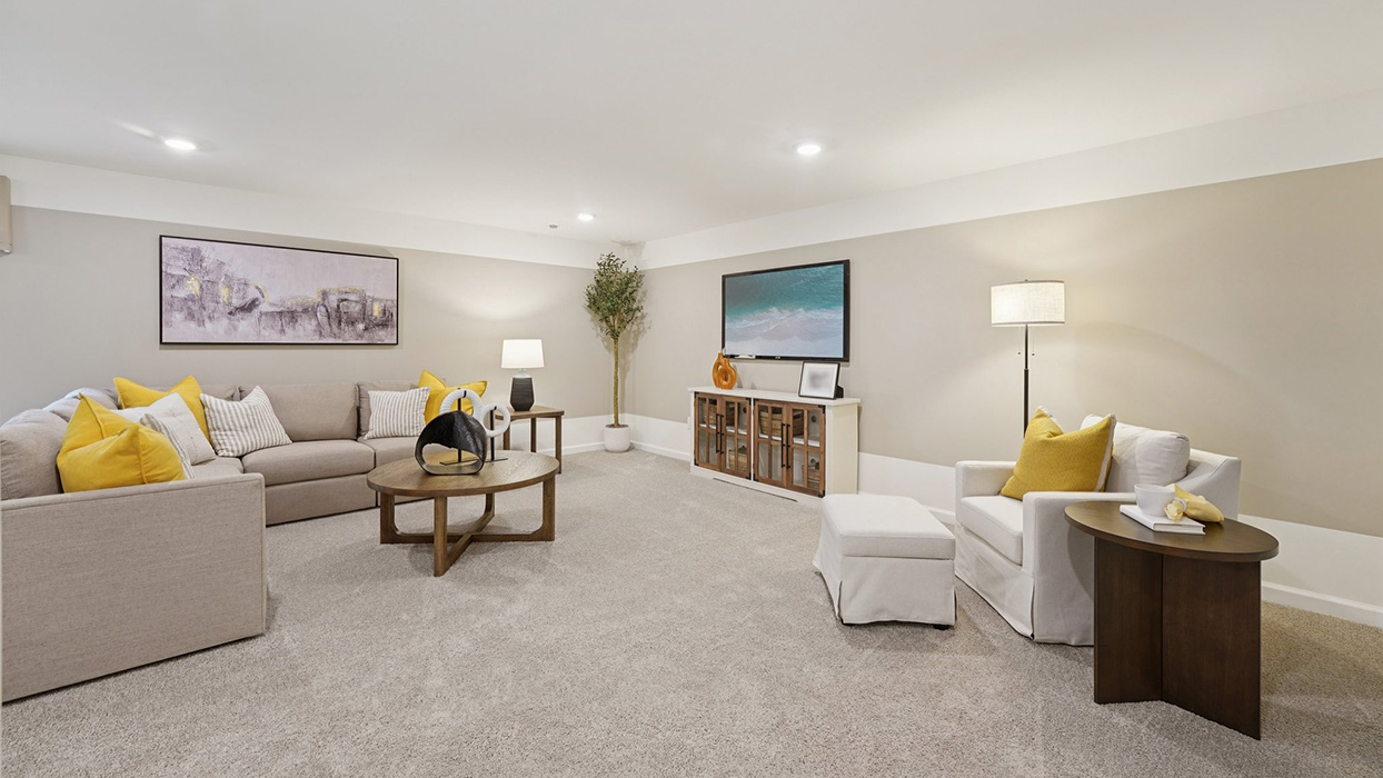 A basement can be used as a rec room.