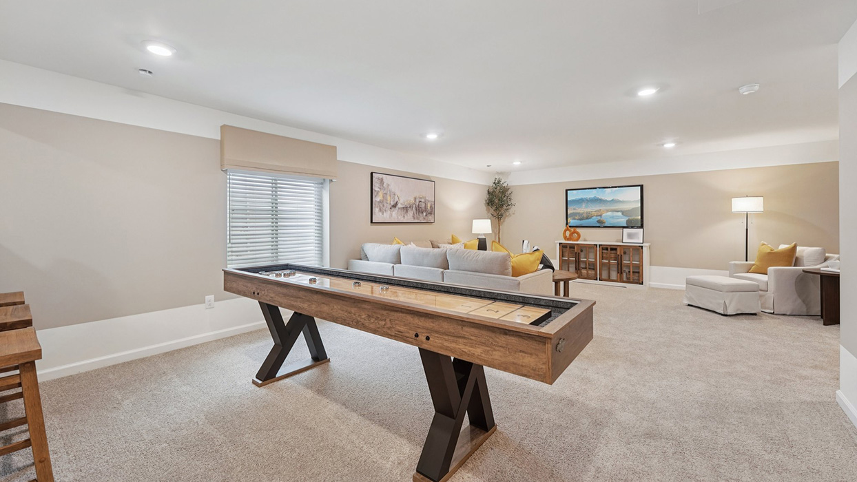A basement can be used as a rec room.