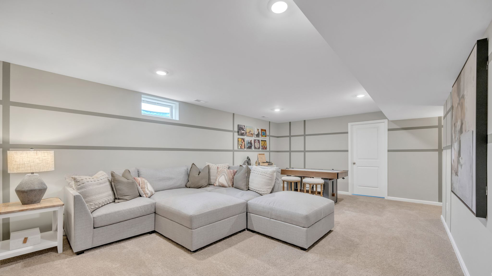A basement can be used as a rec room.