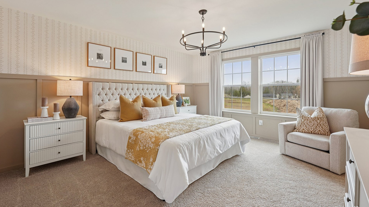 The impressive owner’s suite boasts an expansive bedroom.