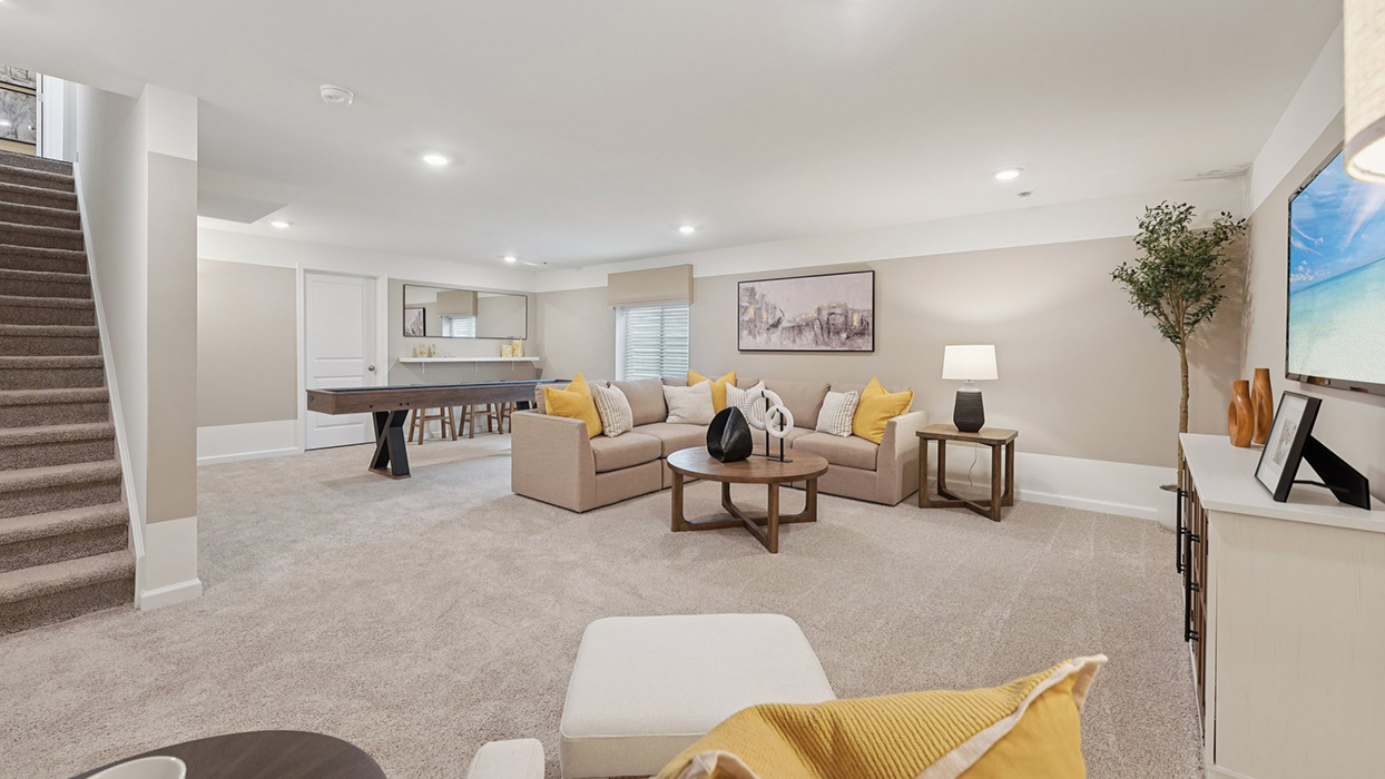 A basement can be used as a rec room.