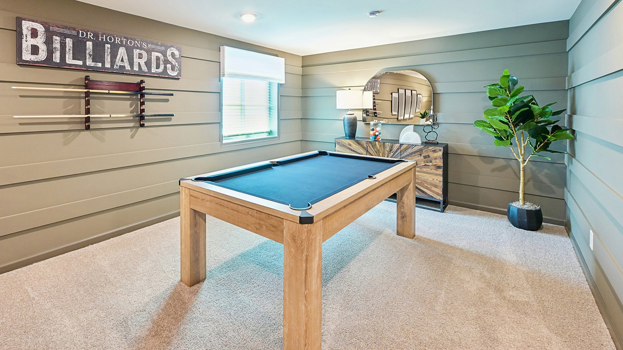 Plenty of room for large furniture pieces like a Billiards table.