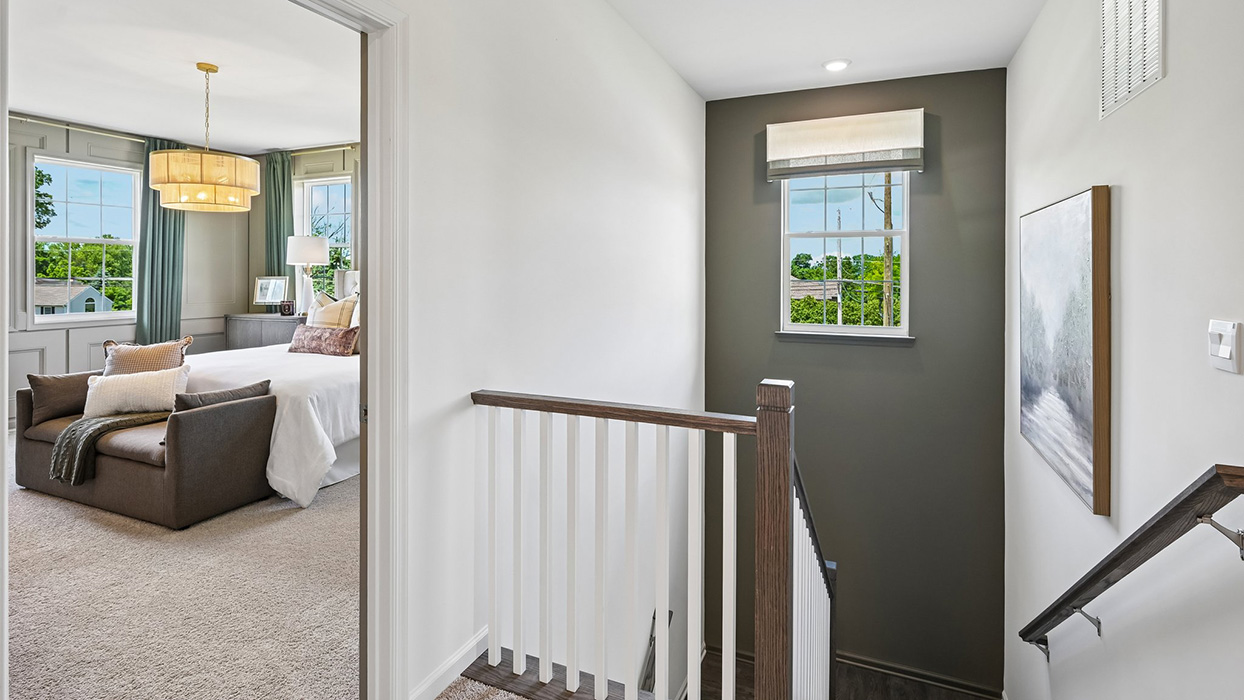 Master bedroom is directly next to banister.
