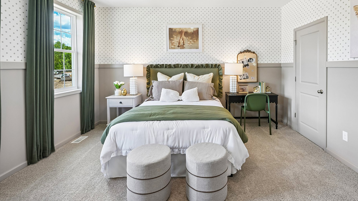 A view of bedroom two from jack and jill bathroom.