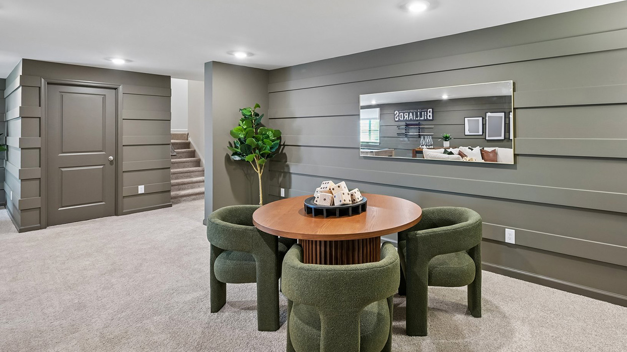 Finished basement that can be a rec room.