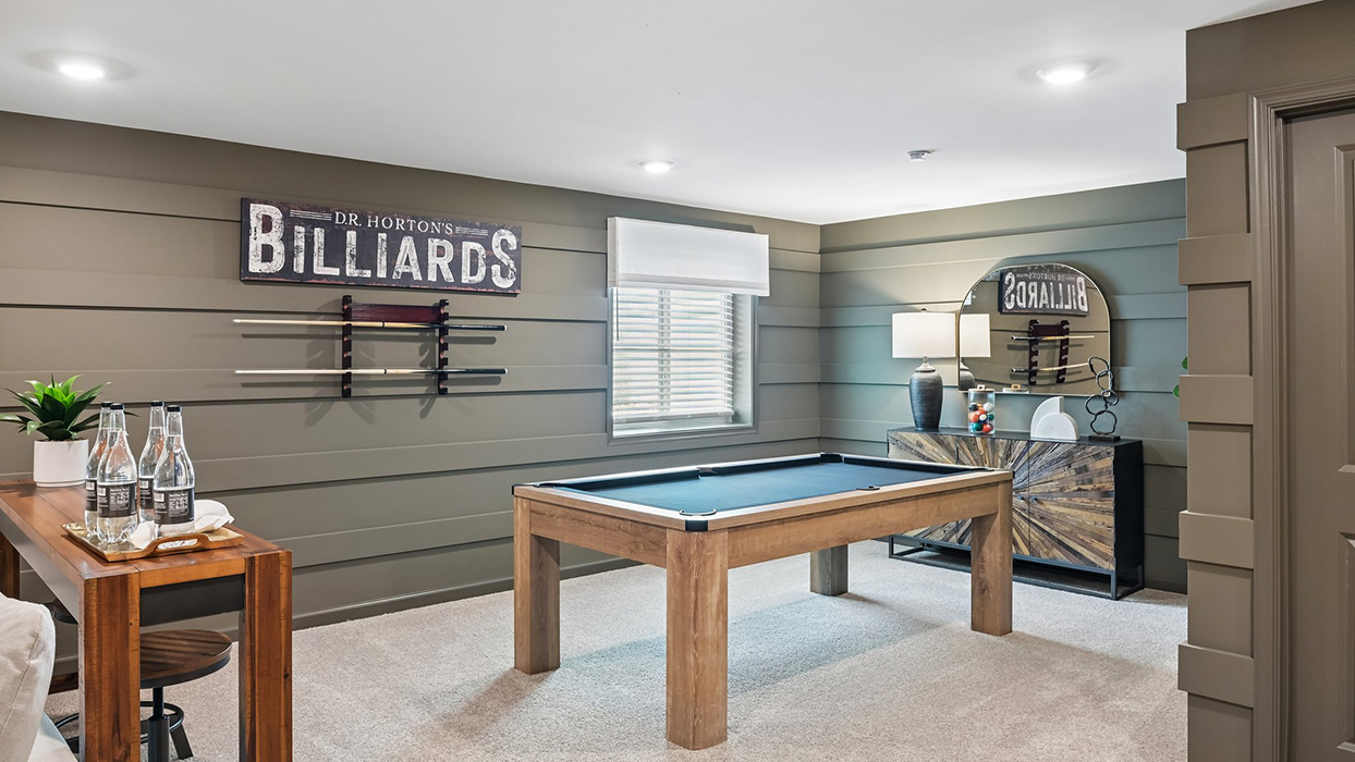 Plenty of room for large furniture pieces like a Billiards table.