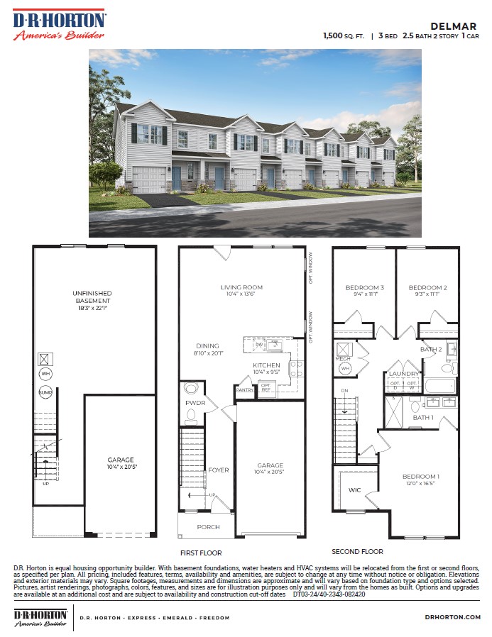 Delmar floorplan 2 story townhome.