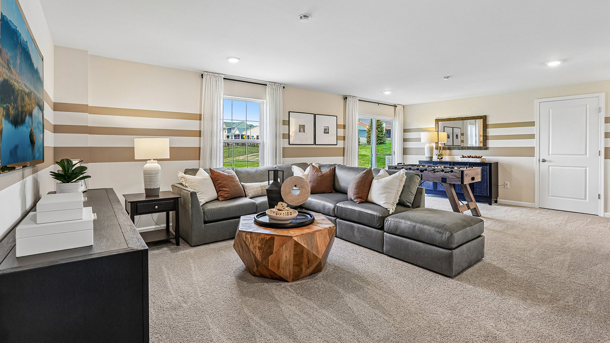 A basement can be used as a rec room.