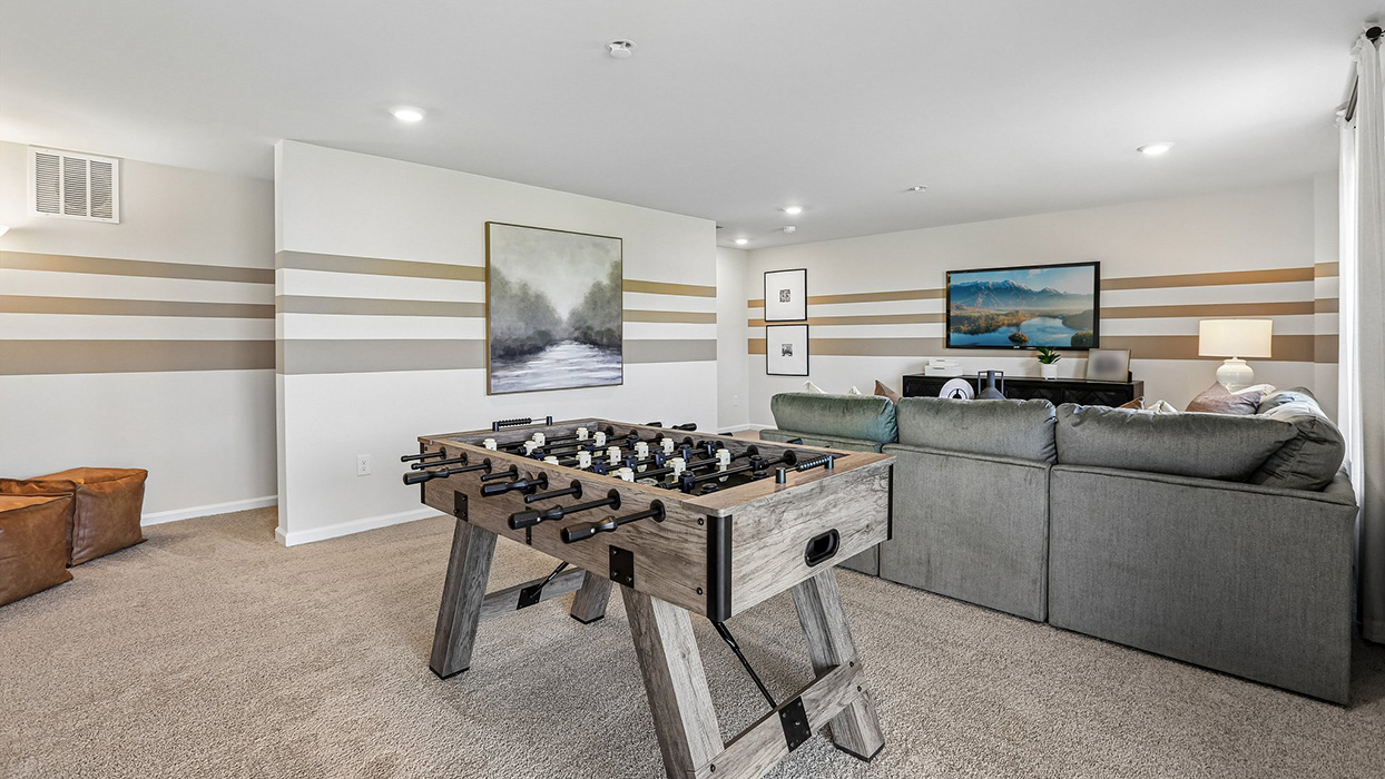 A basement can be used as a rec room.