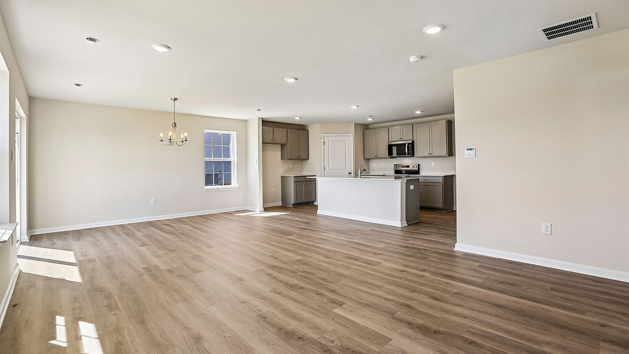 open concept living and dining space