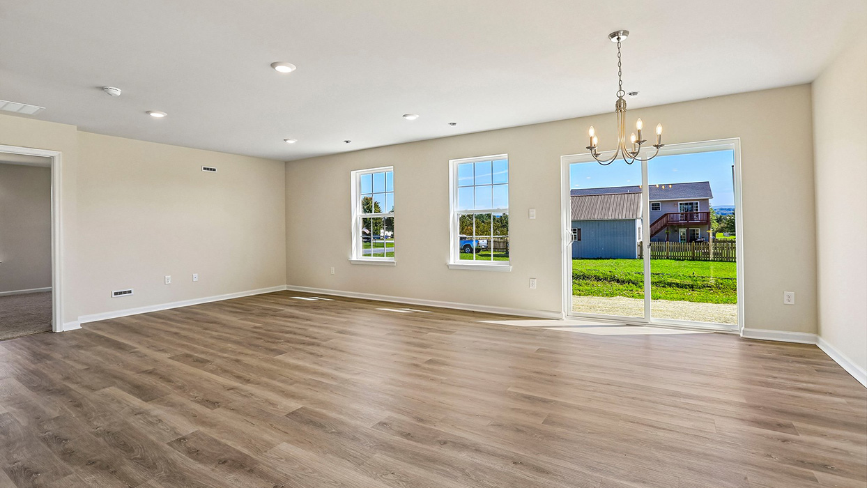 open concept living and dining space