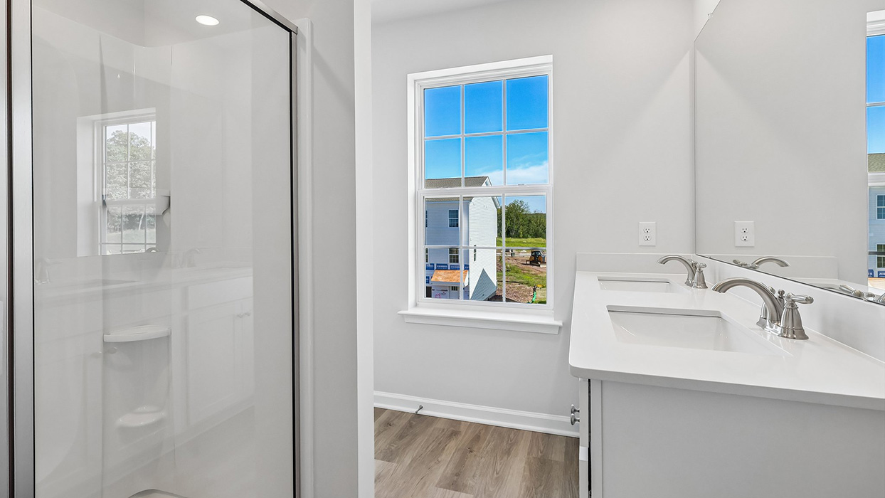 Primary bathroom with walk in shower.
