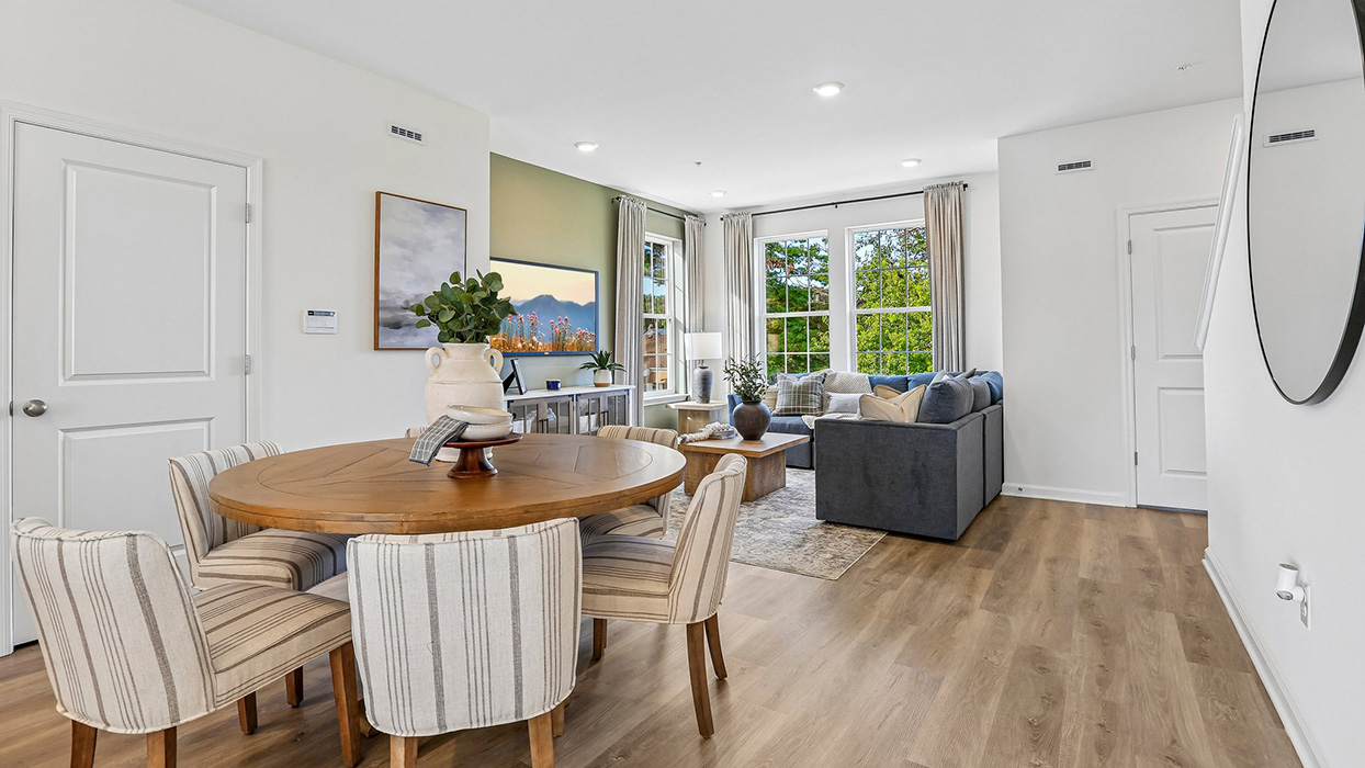 The dining area with lots of natural light