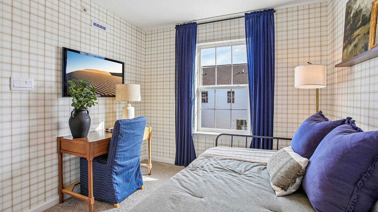 Bedroom three staged as a guest room