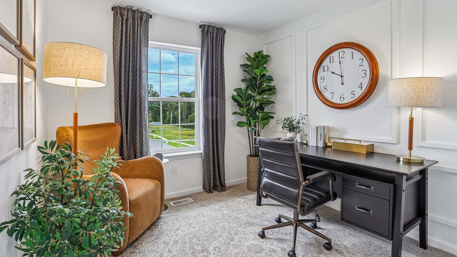 Bedroom three staged as a home office
