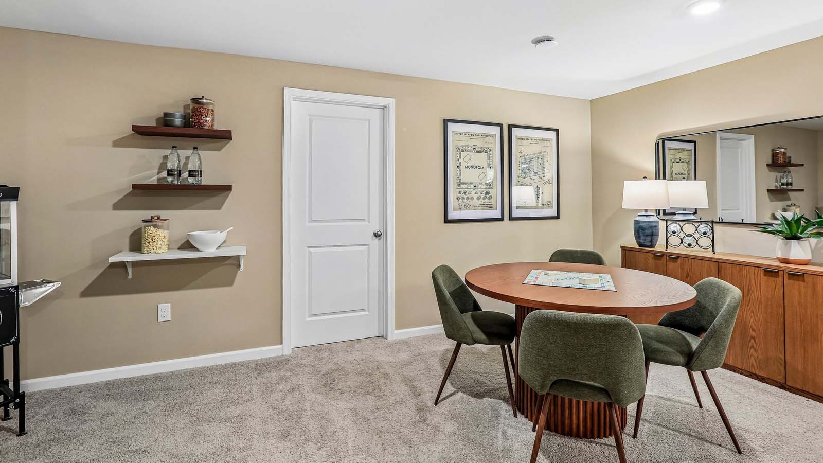 A basement can be used as a rec room.
