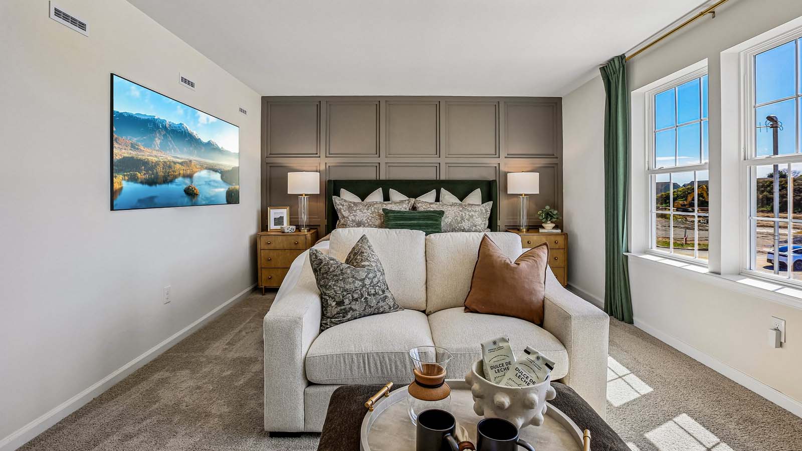 The impressive owner’s suite boasts an expansive bedroom.