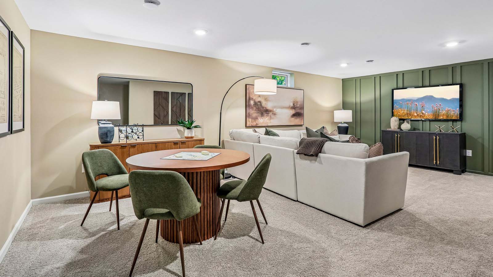 A basement can be used as a rec room.