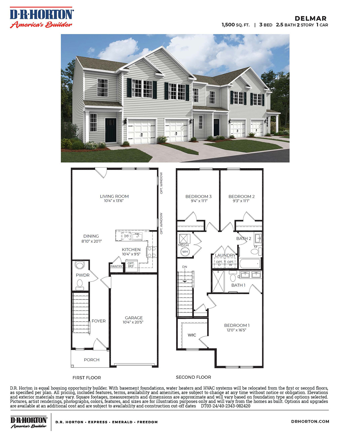 Townhome floorplan blueprint