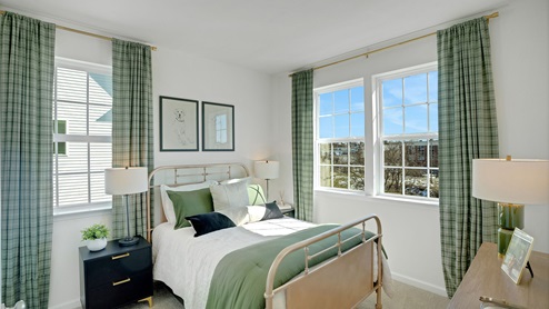 Bedroom three with three windows and a single door closet.