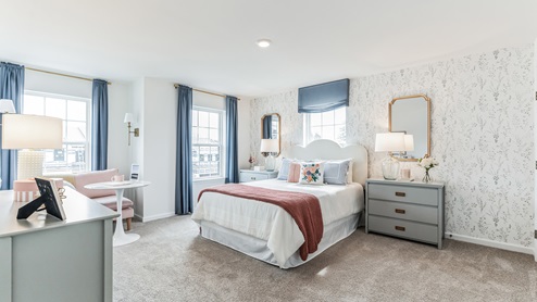 Bedroom two with 3 single windows.