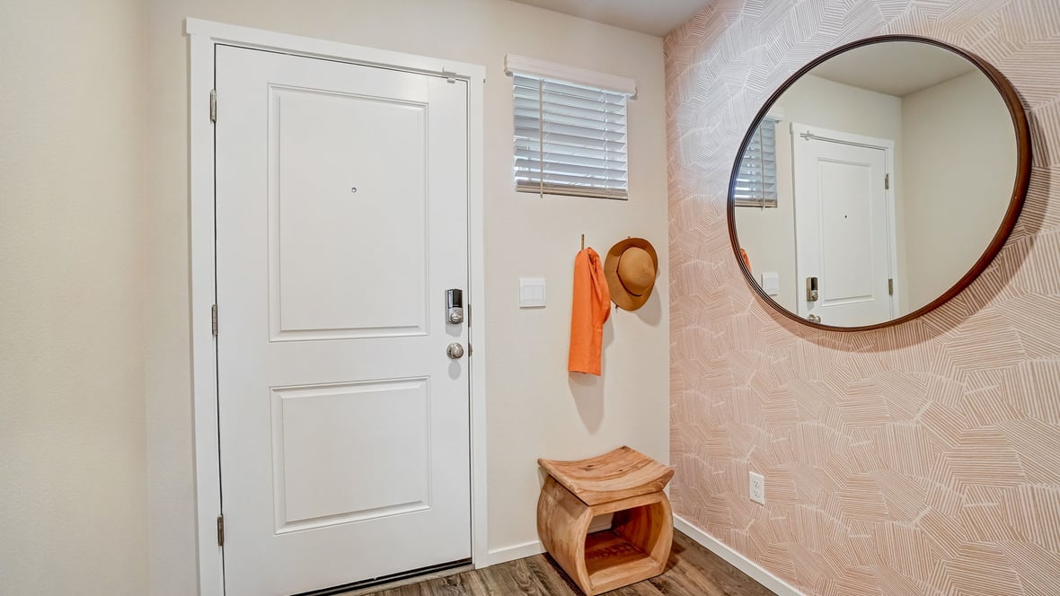 Great room with laminate flooring