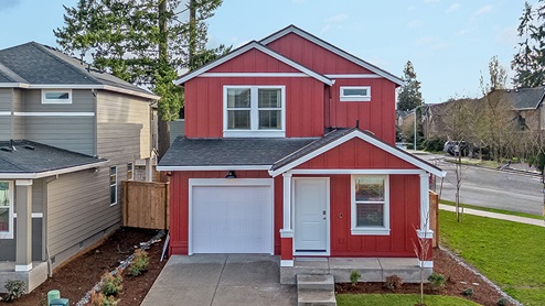 saddle club estates vancouver myrtle model home - 2-story single family home with an attached garage and a covered front porch