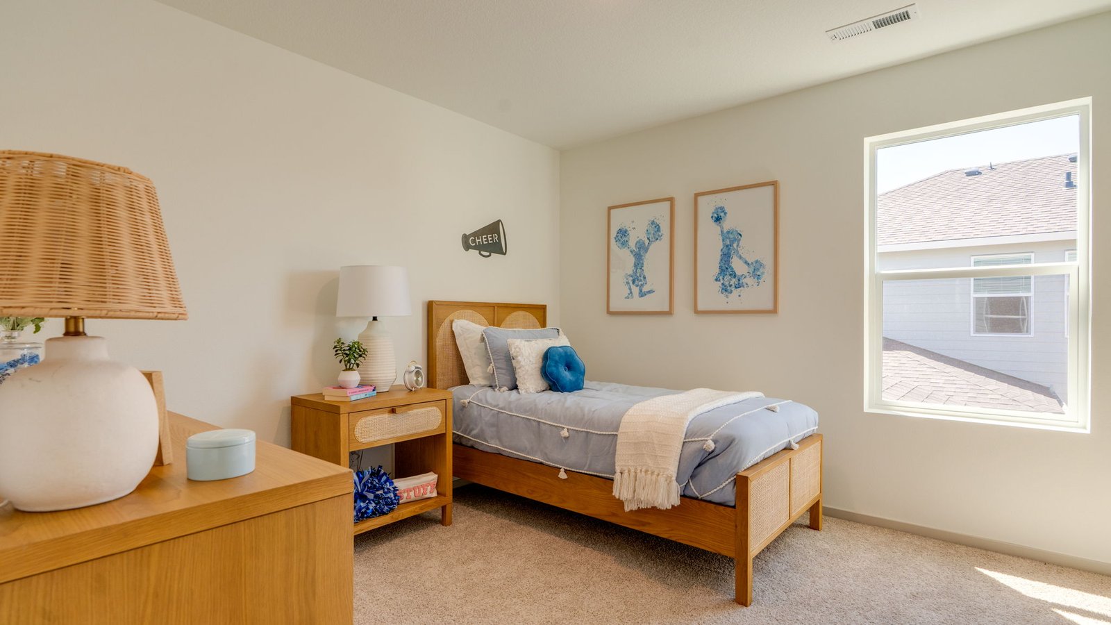 Bedroom with wall-to-wall carpet and a closet