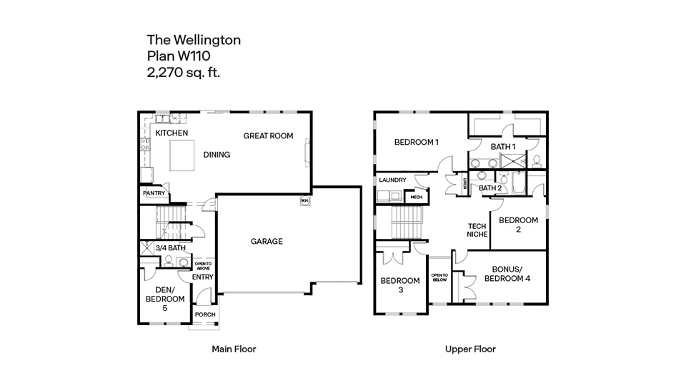 Wellington floor plan with a 3-car garage